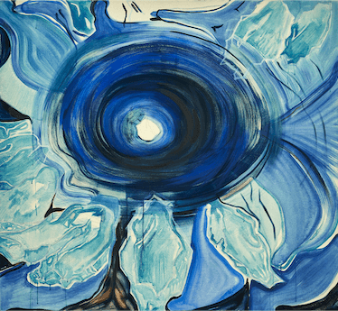 김세은, <The hole has eyes> · 캔버스에 수용성 유화 · 130 x 140 x 2.5 cm · 2018 · The hole has eyes · Oil on canvas