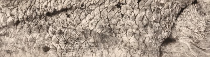 물, 비늘, 껍질 · 장지위에 먹 · 39x140cm · 2020