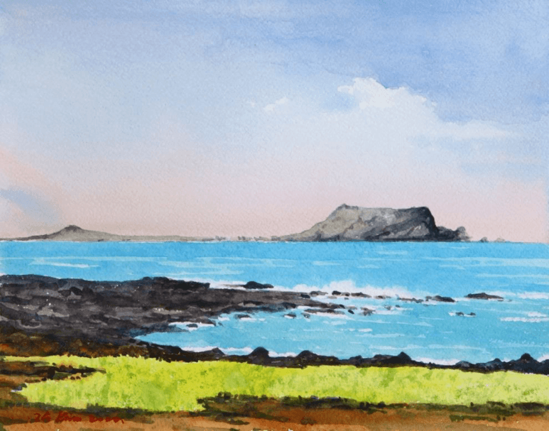 성산포의 봄 · 종이에 수채 · 34.2×42.7(cm) · 2020 · watercolor on paper