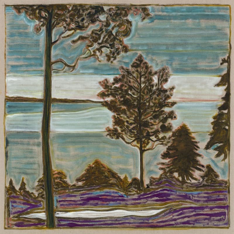 tree overlooking sea · Oil and charcoal on linen · 48.03 x 48.03 inches · 2017 · tree overlooking sea · Oil and charcoal on linen