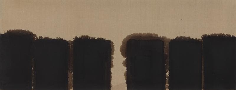 Burnt Umber & Ultramarine '91-#86 · Oil on linen · 80 x 208 cm · 1991 Courtesy of PKM Gallery. · Oil on linen