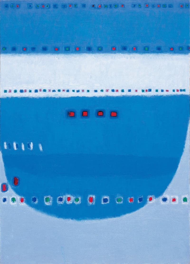Kim Whanki, Echo of Morning 04–VIII–65 · Oil on canvas · 177×126.5 cm · [출처] 갤러리현대 - 홈페이지 · Kim Whanki, Echo of Morning 04–VIII–65 · Oil on canvas