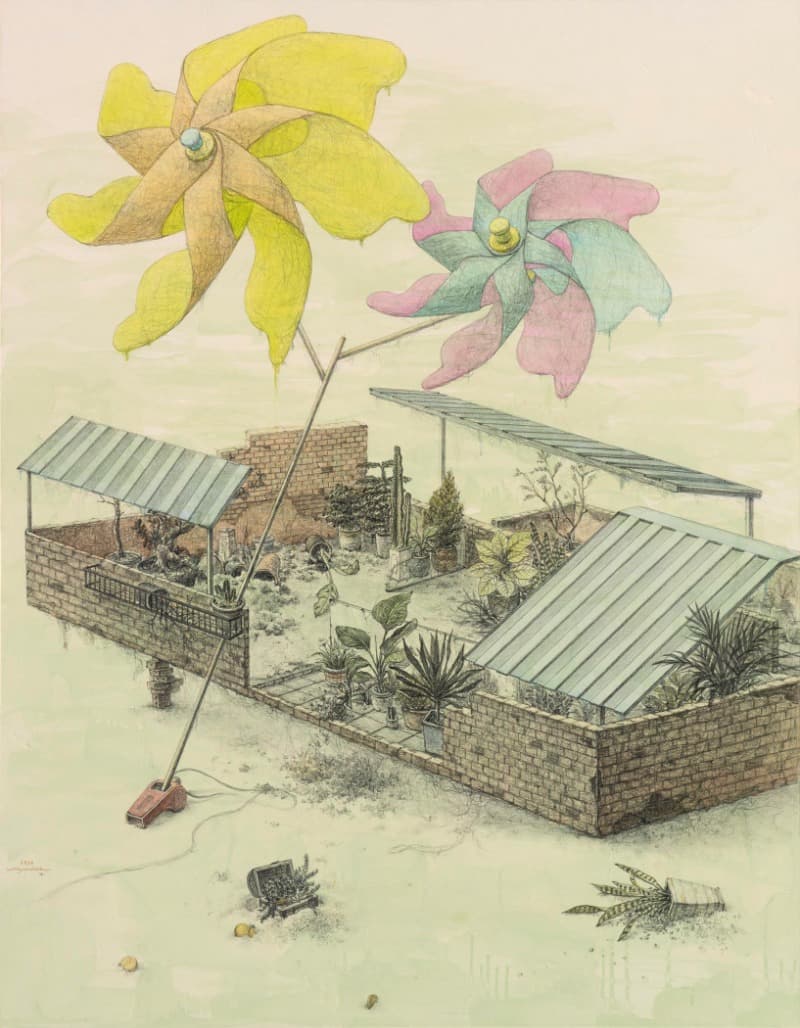 임현채,보물 같은 시간 · 종이위에 연필,과슈 · 117x91cm · 2020