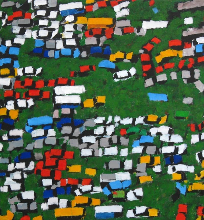 abstract impression · acrylic, cement on canvas · 82.5x82.5cm · 2020 · abstract impression · acrylic, cement on canvas