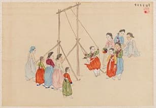 기산 김준근 <추쳔하는모양> (추천鞦韆하는 모양) · 국립민속박물관 소장 · 19C