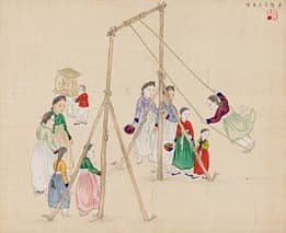 기산 김준근 <추쳔하는모양> (추천鞦韆하는 모양) · 독일 MARKK 소장 · 1890's