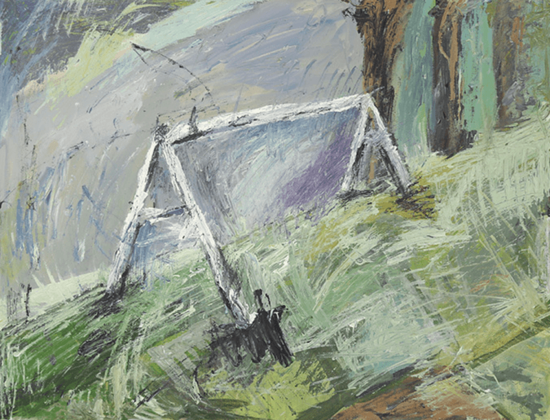 허찬미 - 구르는 기둥 · 캔버스에 과슈 · 50.2x65cm · 2020