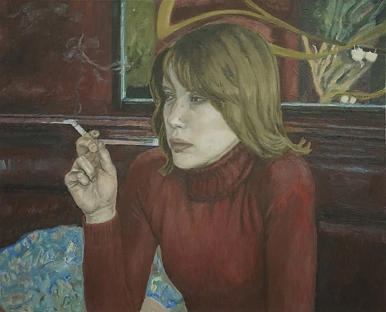서동욱 Dongwook Suh_붉은방-금발머리-담배연기 · oil on canvas · 65 x 53cm · 2020 [출처] 스페이스 윌링앤딜링 홈페이지 · oil on canvas