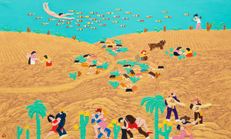 김병종, 라틴기행 · 혼합재료에 먹과채색 · 97x162cm · 2013