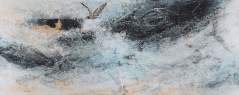 The Beginning · han-ji on canvas · 130 x 324cm · 2020 · The Beginning · han-ji on canvas