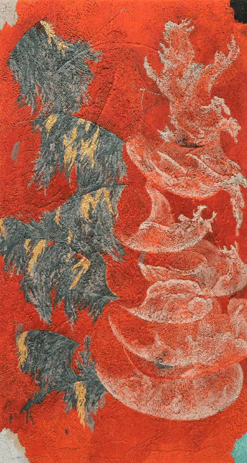 비추어 드러내다 · 마, 황토, 백토 위에 혼합재료 · 90x135cm · 2020 · Reveal · clay on mixed midea