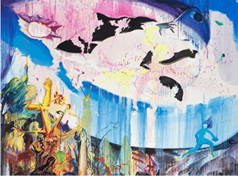 Our Starman · oil and oil pastel on canvas · 193.9 x 259.1cm · 2020, [출처] OCI 미술관 홈페이지 · Our Starman · oil and oil pastel on canvas