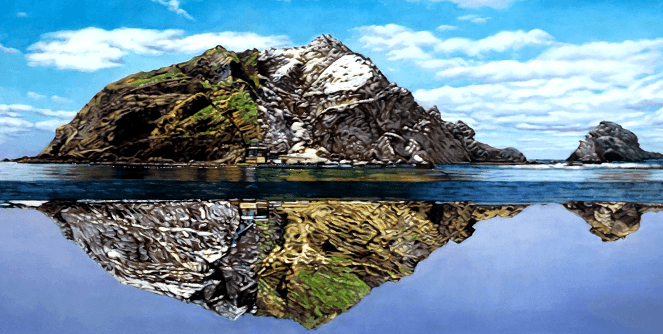 The boundary of Season - Dokdo · Oil on Canvas · 120x50cm · 2019   [출처] AI 아트갤러리 홈페이지 · The boundary of Season - Dokdo · Oil on Canvas