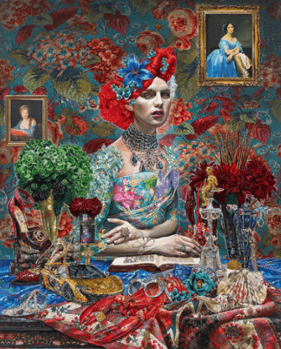 Delusion of Ariel · Acrylic on Canvas with Fabric · 100x80cm · 2020 · Delusion of Ariel · Acrylic on Canvas with Fabric