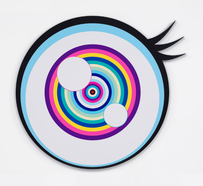 Takashi Murakami, I Stared with an Eye Peeled · Acrylic on canvas · Ø: 150 cm · 2020 ©2020 Takashi Murakami/Kaikai Kiki Co., Ltd. All Rights Reserved. Courtesy Perrotin · Takashi Murakami, I Stared with an Eye Peeled · Acrylic on canvas