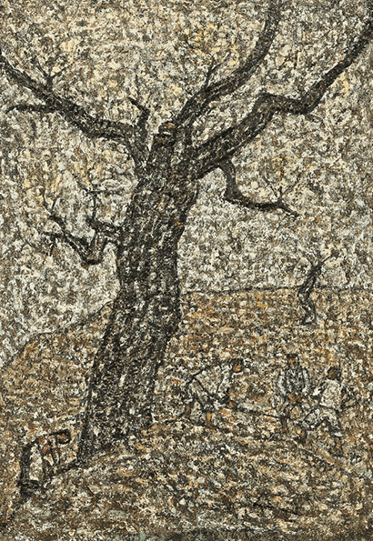 Under trees · Oil on Board · 37.5 x 26cm · 1961