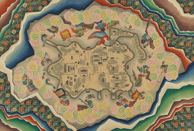 가노라 삼각산아! · 순지에 수간분채 · 95 × 140 cm