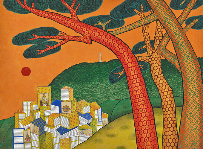 행주산성 · 순지에 분채, 석채 · 114 × 157 cm