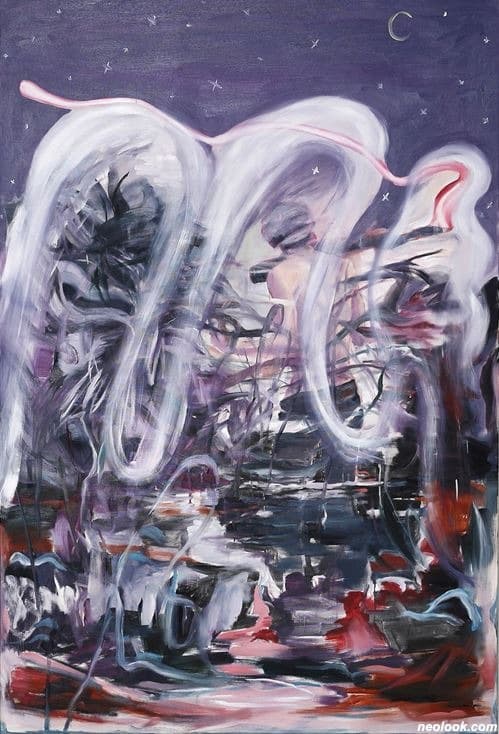 모자의 형식 시리즈_불을 들고 숲으로 가는 남자 · 캔버스에 유채 · 194x129cm · 2020