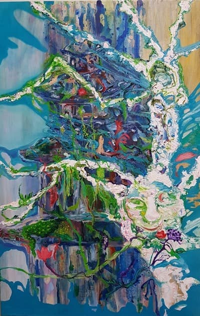 상상공간 · oil on canvas · 100 x 65.1cm · 2019 · 상상공간 · oil on canvas