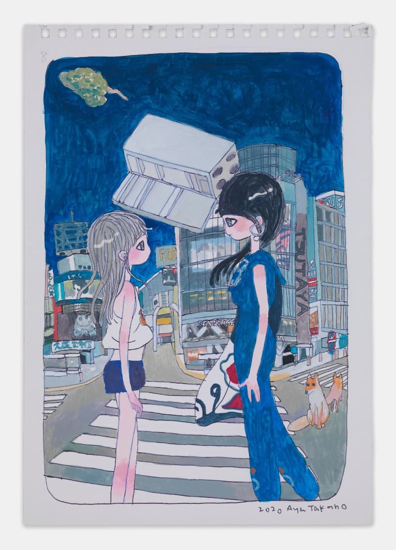 encountered, 2020 · Watercolor and pen on paper · 25 x 17.5cm | 9 13/16 x 6 7/8 in. · ©2020 Aya Takano/Kaikai Kiki Co., Ltd. All Rights Reserved. Courtesy Perrotin · encountered, 2020 · Watercolor and pen on paper