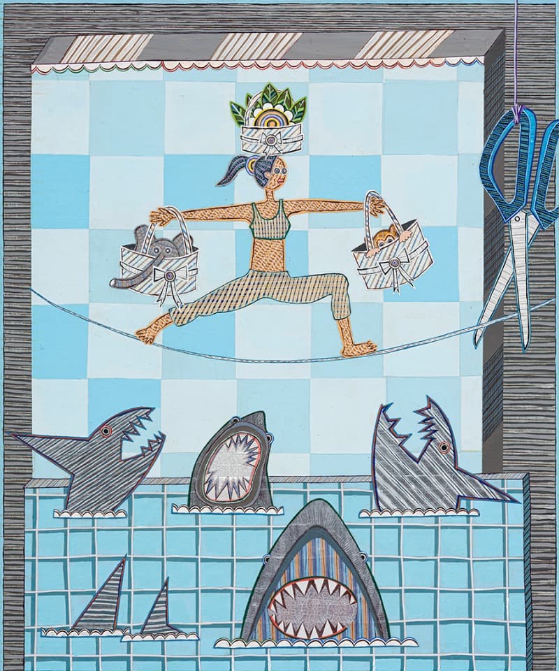 황희림, Warrior's way · Acrylic, cut paper on panel · 45.5 x 37.9 cm · 2020 · Warrior's way · Acrylic, cut paper on panel
