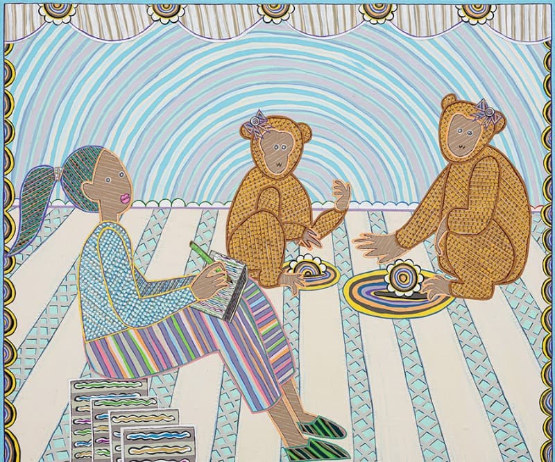 황희림, 나를 알라 · Acrylic, cut paper on panel · 45.5 x 37.9 cm · 2020 · Acrylic, cut paper on panel