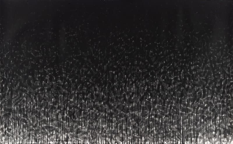 신화-내재율 · 한지에 젯소_먹_카본블랙 · 152×246cm · 1994
