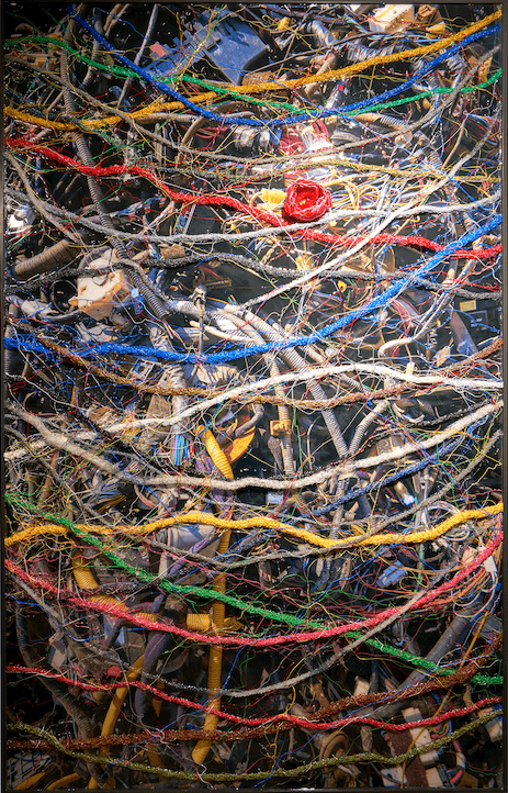 Plastic Landscape_Red Flower03 · Plastic filament drawing & regin work on digtal print · 120x200cm · Plastic Landscape_Red Flower03 · Plastic filament drawing & regin work on digtal print