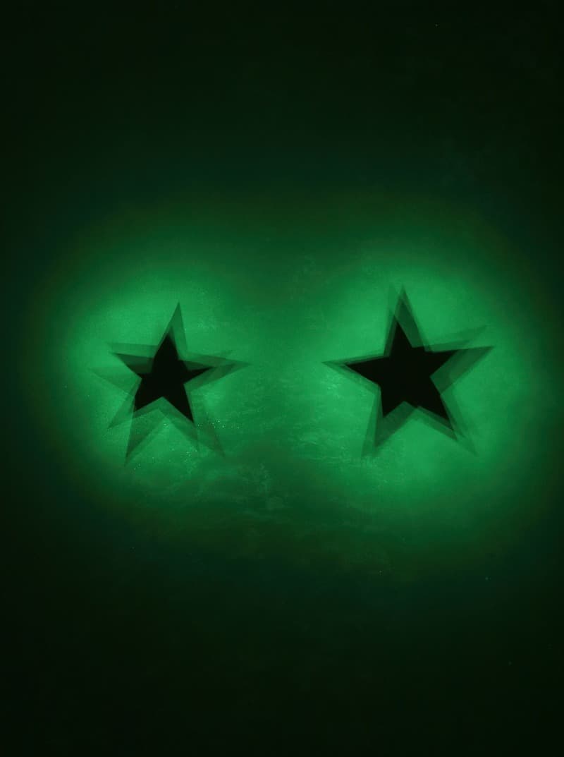 Koo Jeong A. Seven Stars · Phosphorescent pigment, acrylic painting on canvas · 200 x 150 x 4.5 cm · 2020, Courtesy of the artist & PKM Gallery.