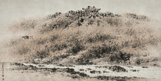 청전 이상범, 추경산수 · 수묵담채 · 64 x 134 cm