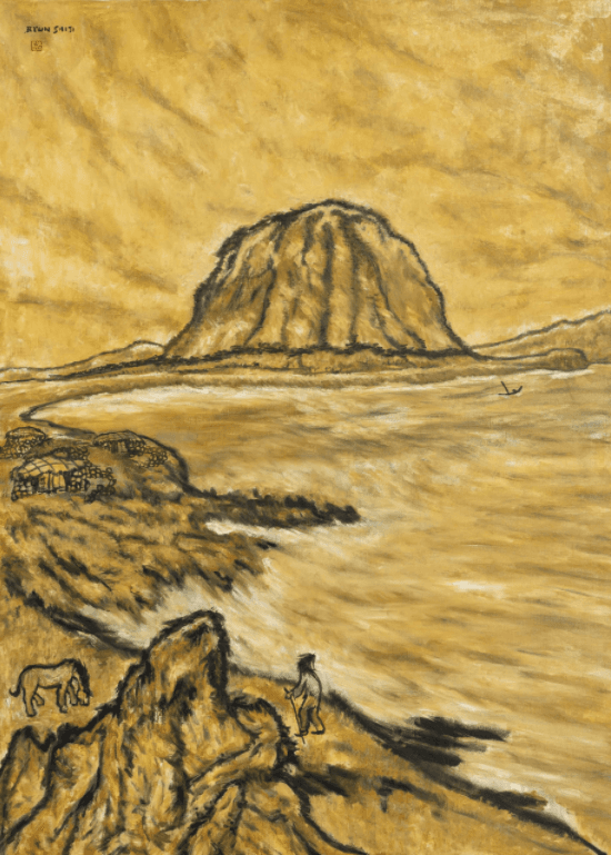 변시지, 산방산 · Oil on canvas · 130 x 97 cm, 51.1 x 38.1 in · 1990