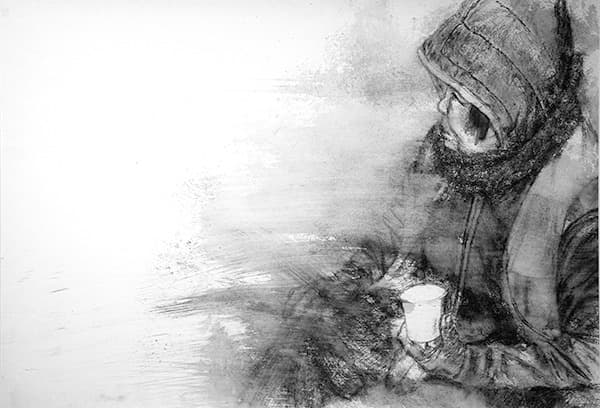 희망일자리 · water-soluble graphite on paper · 54.5×74cm · 2020 · water-soluble graphite on paper
