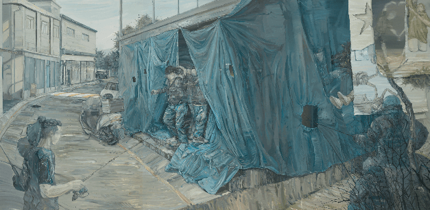 습기가 가득한 곳 · oil on canvas · 193.9 x 390.9 cm · 2020 · oil on canvas