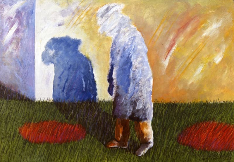 사람과 벽 · 종이에 유화 · 54x36cm · 1986