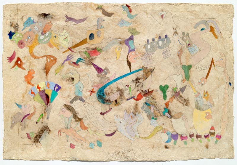Underworld #4 · arcrilic on bark paper · 40 × 60 cm · 2020