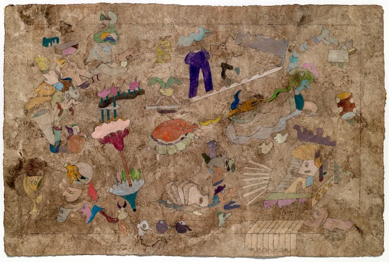 Underworld #8 · arcrilic on bark paper · 40 × 60 cm · 2020