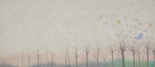 Flowing; covid19 winter to spring · 한지에 수간채색 · 35x80cm · 2020