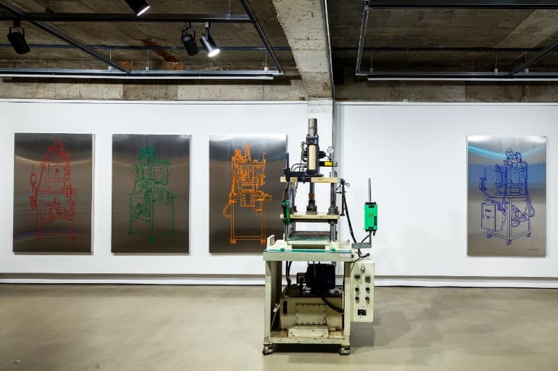 김상현_Red Line/Green Line/Orange Line/Blue Line · 스테인리스 스틸에 잉크 · 162×107cm · 2020 ⓒThe Artist & Art Centre Art Moment