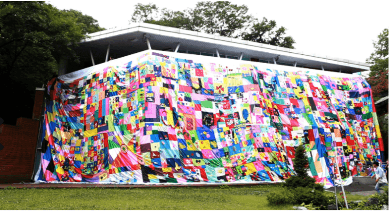 ONE HEART 1 · Fabrics and threads · 3000x1200cm · 2013-2020x · ONE HEART 1 · Fabrics and threads