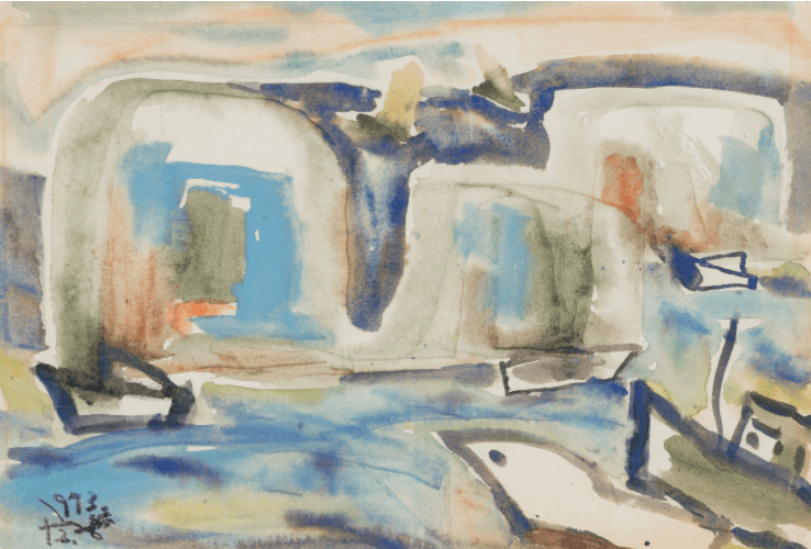 삼학도 · 종이에 수채 · 23.5x54.6cm · 1973 · Samhakdo · watercolor on paper