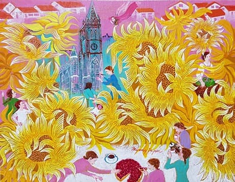 금빛 해바라기 · Oil on canvas · 41x33cm · 2019 · Golden sun Flower · 41x33cm