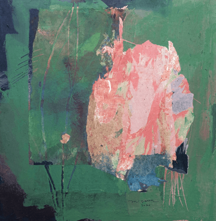 2020-1 · Collage acrylic on Korean paper · 71.5x73.5cm · 2020 · 2020-1 · Collage acrylic on Korean paper