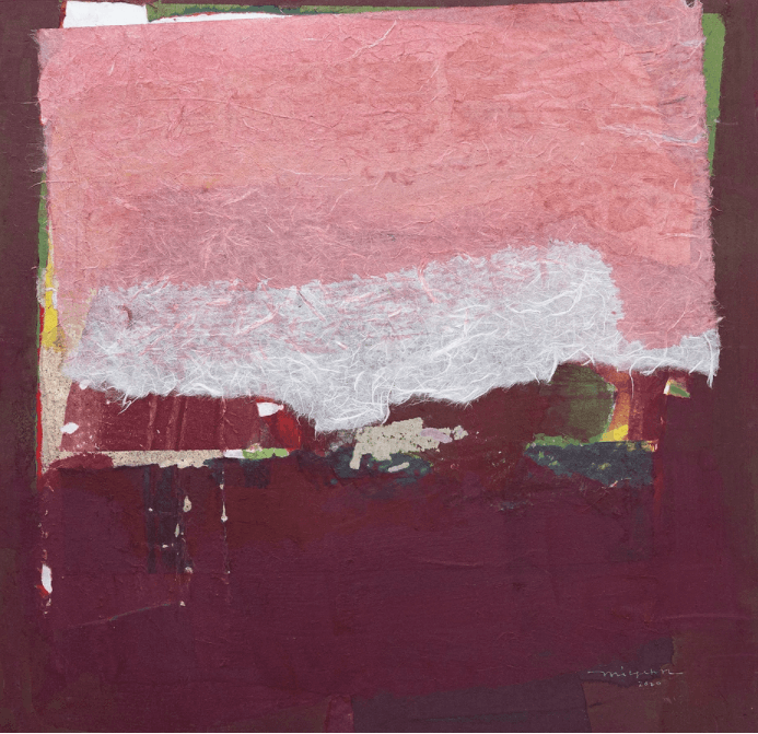 2020-4 · Collage acrylic on Korean paper · 73.5x71.5cm · 2020 · 2020-4 · Collage acrylic on Korean paper