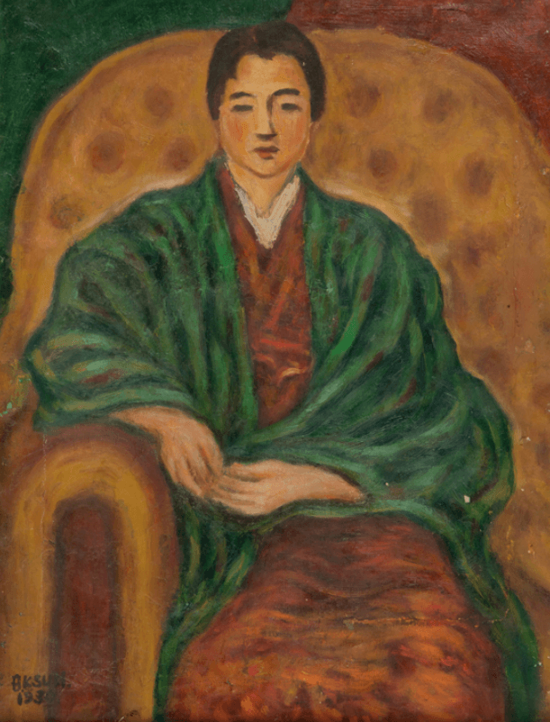 기모노를 입은 여인 · oil on canvas · 43x33cm · 1935 · Woman in Kimono · oil on canvas