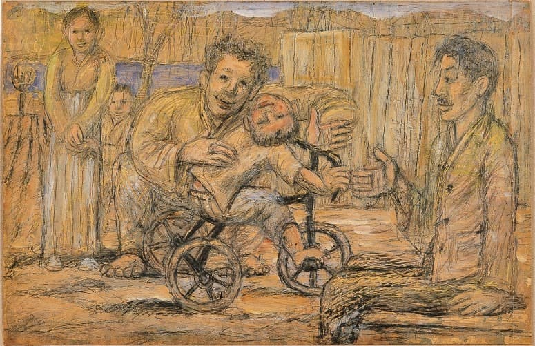 이중섭_시인 구상의 가족 · 종이에 연필. 유채 · 32×29.5cm · 1955 개인 소장  [출처] 국립현대미술관 제공