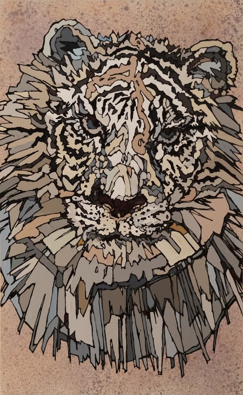 깨달을 각(覺)-깨끗할 결(潔) · 캔버스에 아크릴과 잉크 · 130x80cm