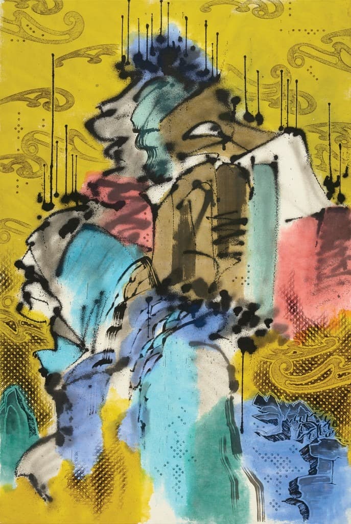 이른 봄 · 종이에 먹, 잉크, 아크릴릭 잉크 · 194×1300cm (10폭) · 2020~2021 [출처] 페리지 갤러리 · An early spring · Ink, acrylic ink on paper