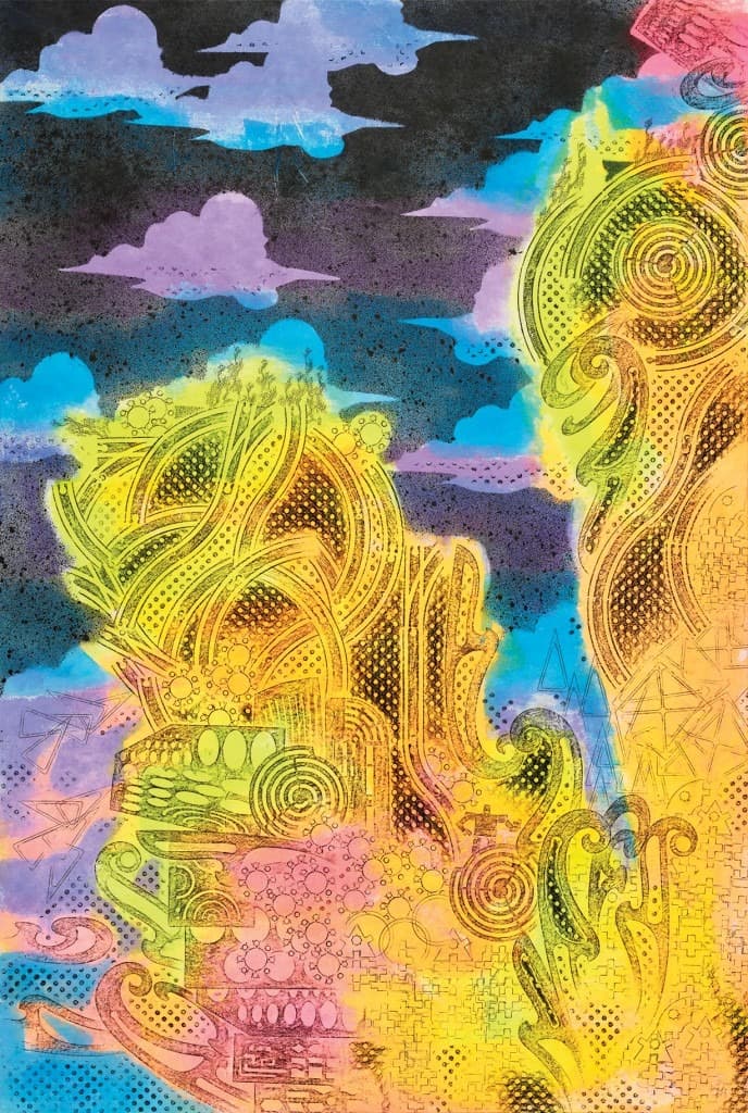 이른 봄 · 종이에 먹, 잉크, 아크릴릭 잉크 · 194×1300cm (10폭) · 2020~2021 [출처] 페리지 갤러리 · An early spring · Ink, acrylic ink on paper