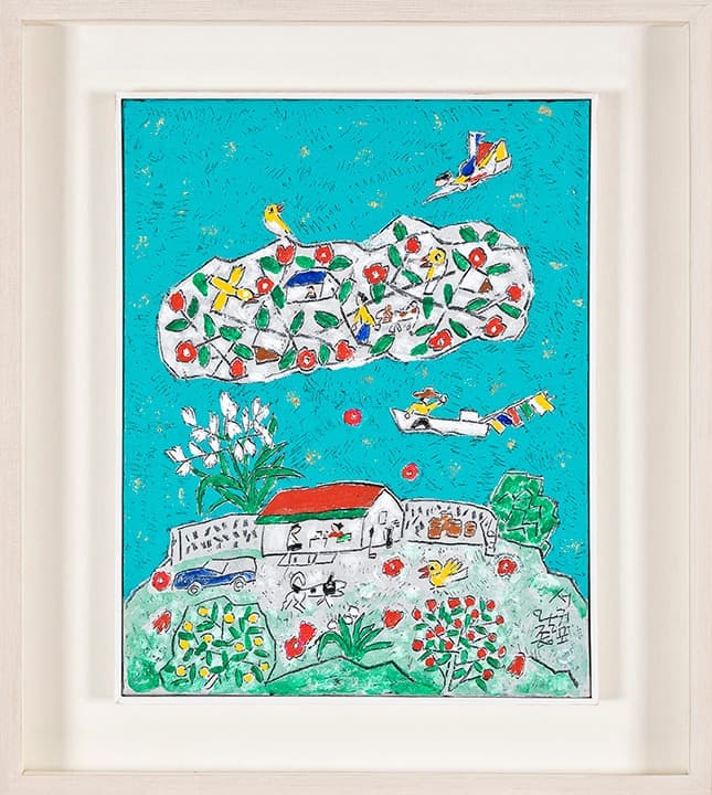 제주생활의 중도 · Mixed media on Korean paper · 41 x 32.2 cm / 16.1 x 12.6 in. · 2020 (출처= 가나아트센터 나인원) · Golden Mean of Jeju Living · Mixed media on Korean paper